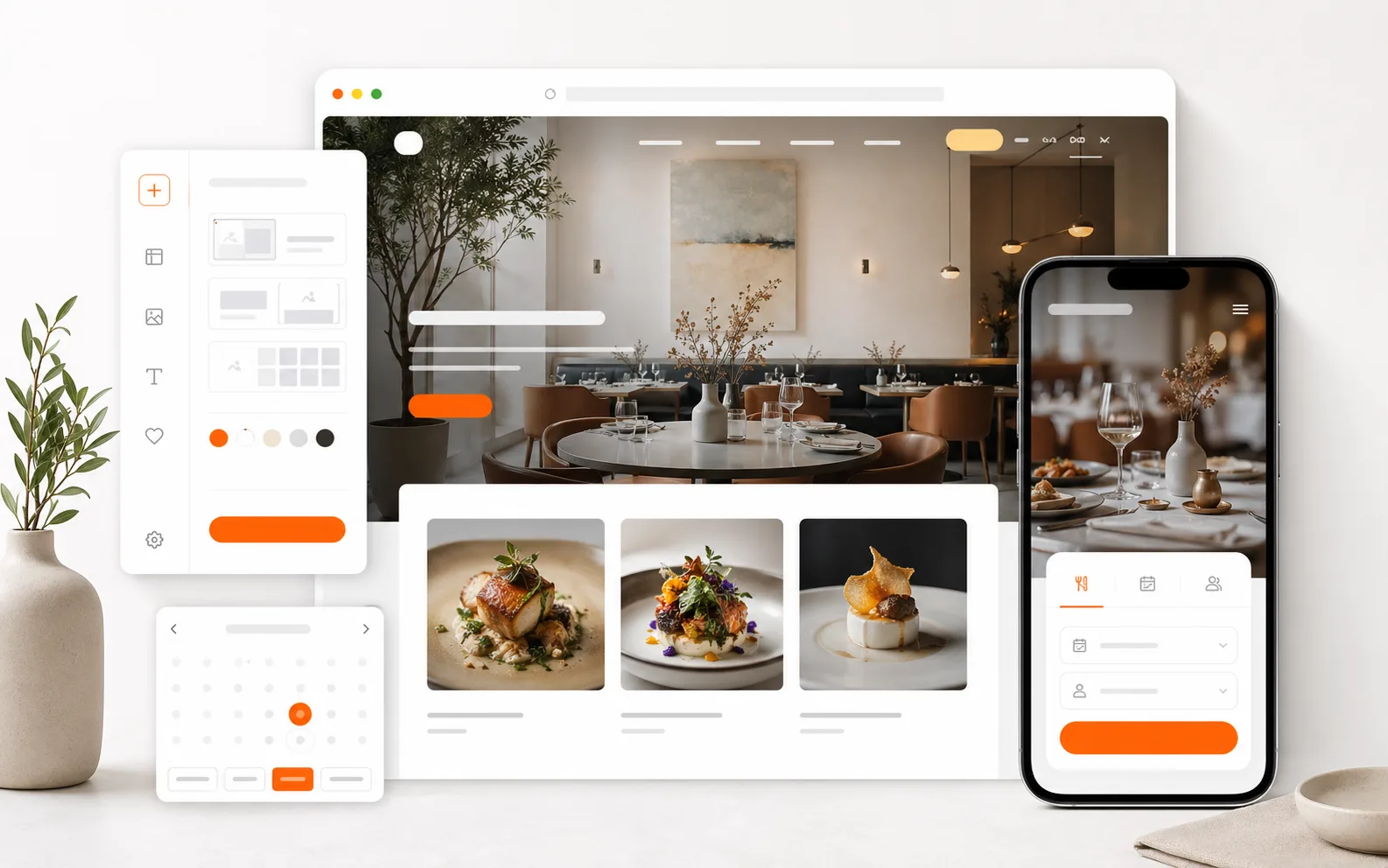 MenuStern website builder with restaurant website and mobile preview